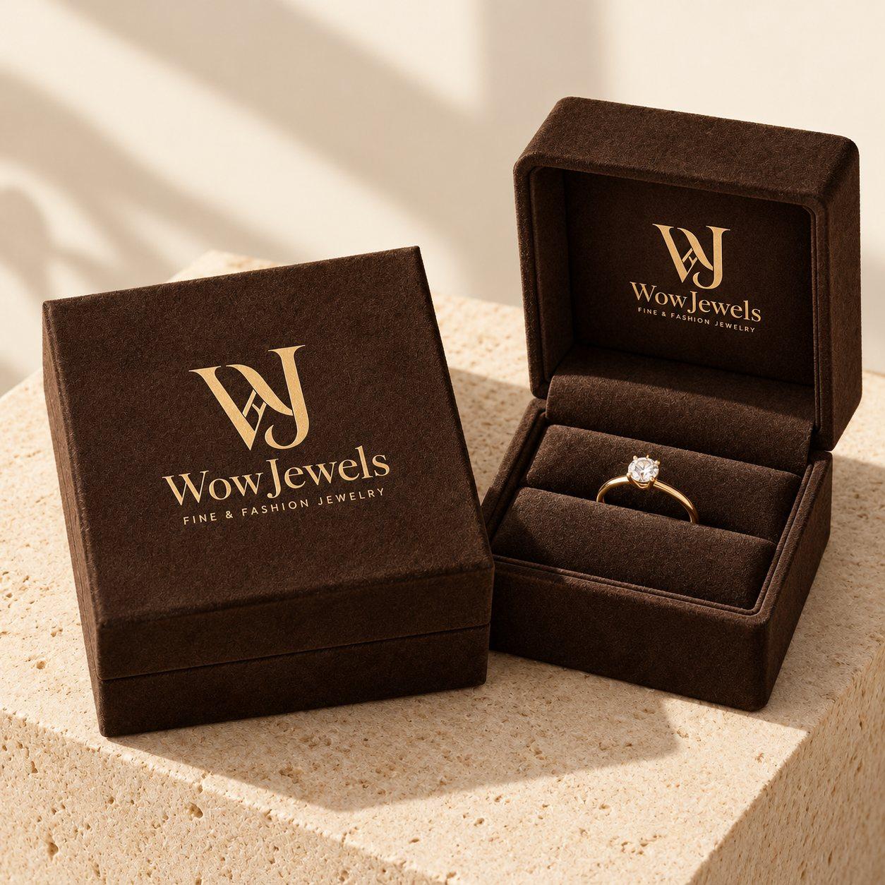 WowJewels ring box and gift box in espresso suede