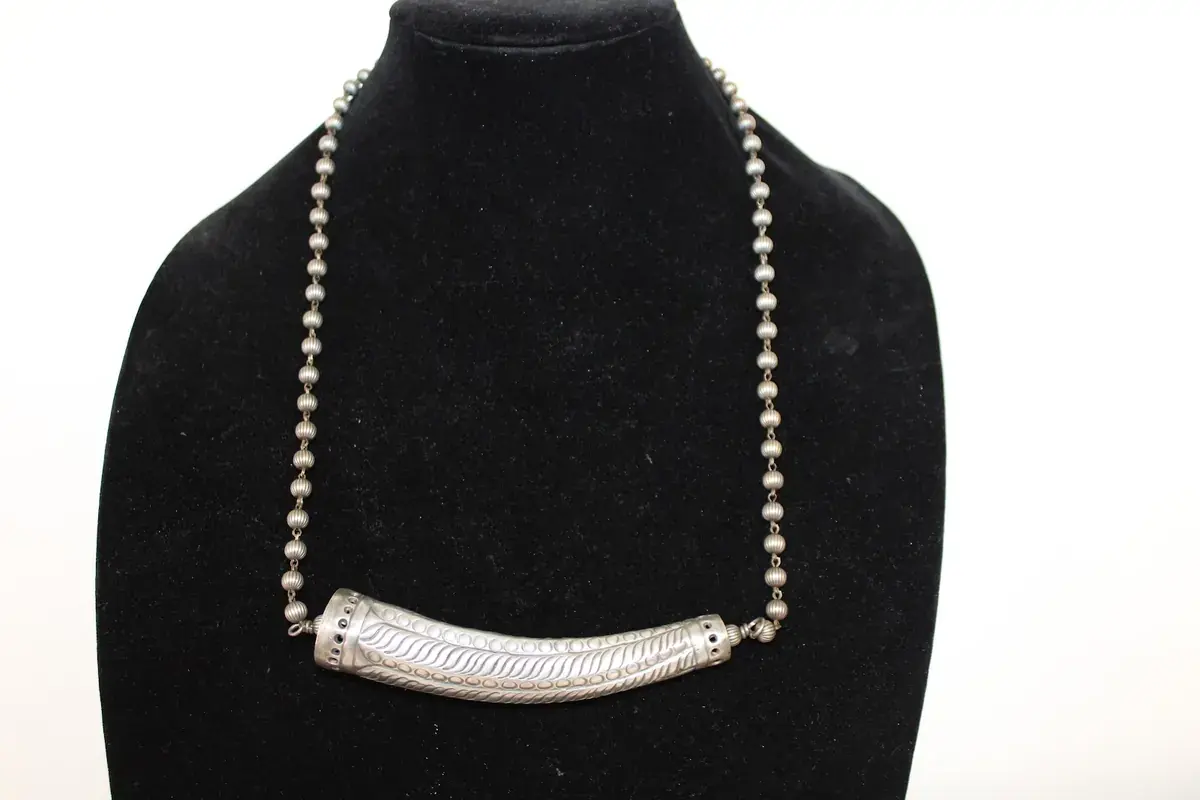 Engraved Tube Pendant Necklace