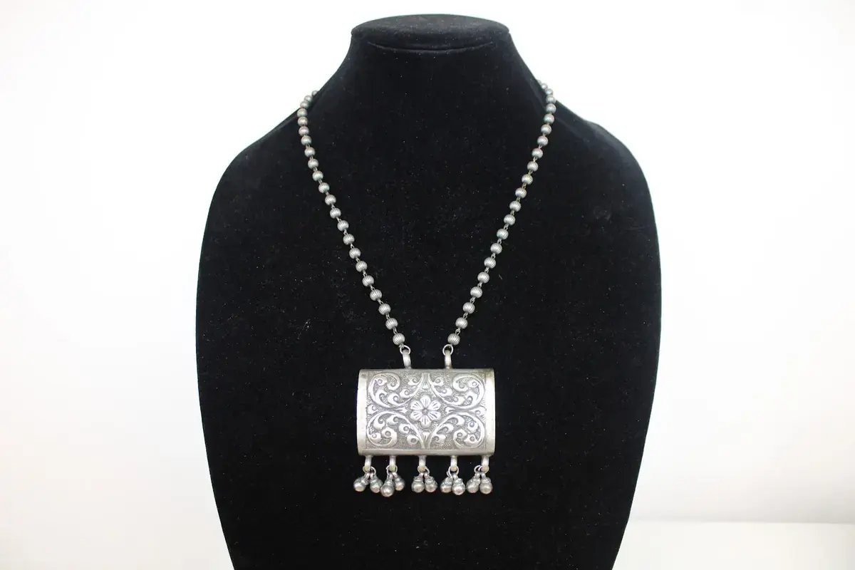 Engraved Box Pendant Necklace