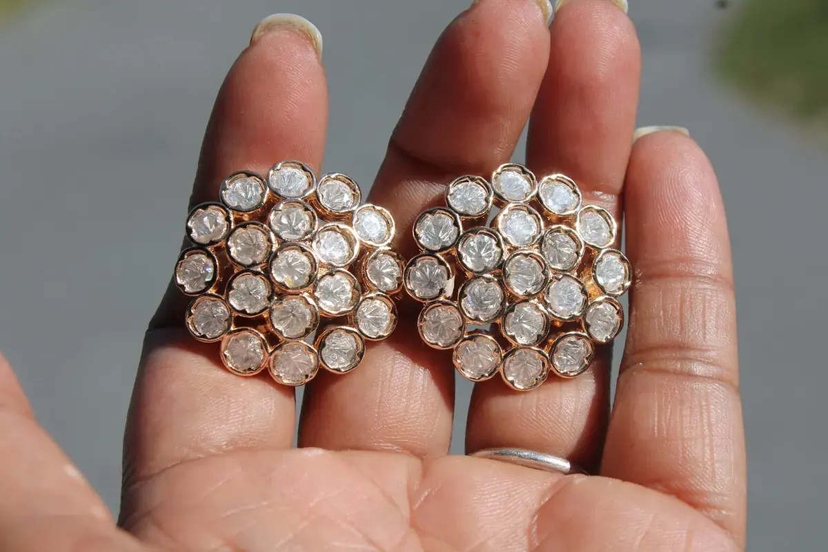 Blush Kundan Cluster Studs