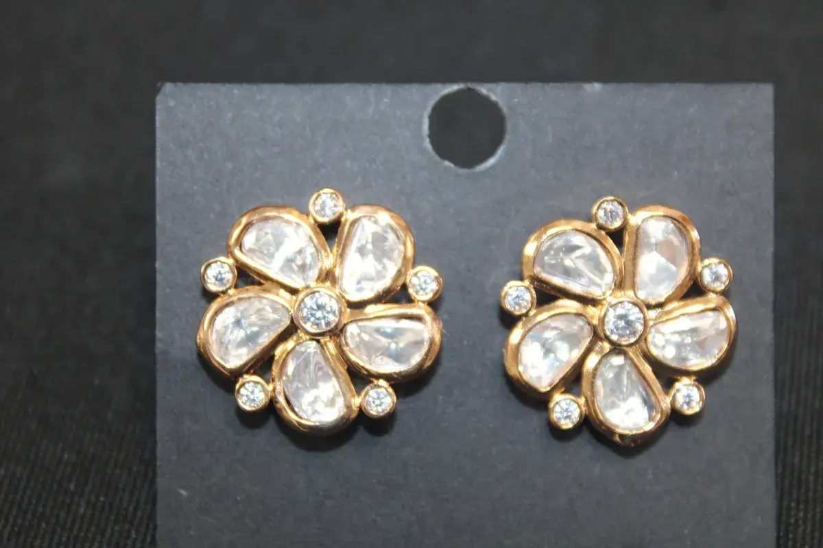 Kundan Flower Studs