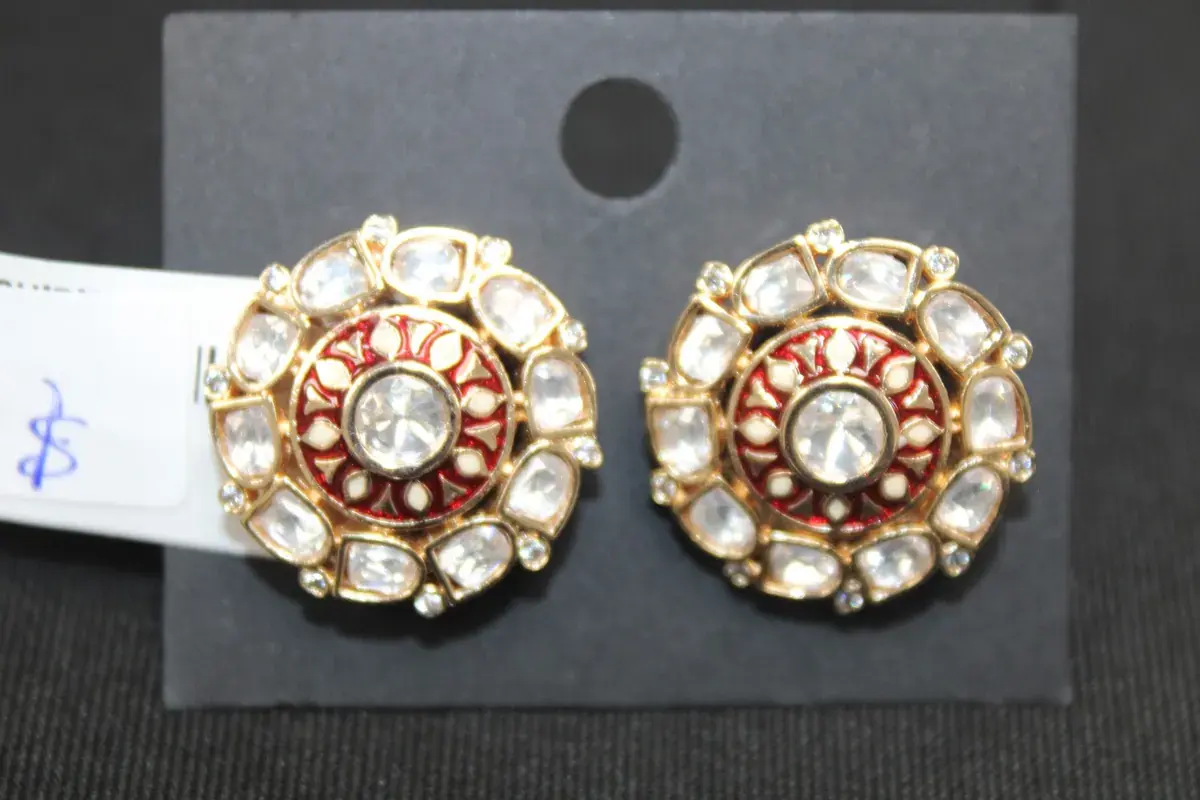 Kundan Enamel Medallion Studs