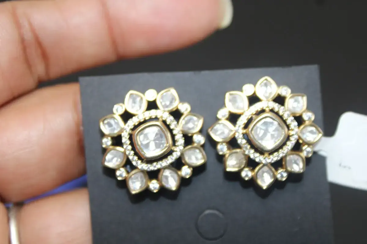 Kundan Square Medallion Studs